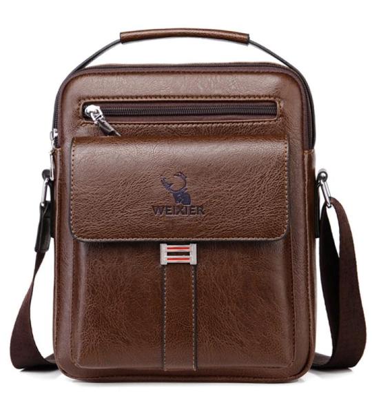 Hjkiopc Schoudertas heren schoudertas crossbody mobiele telefoon tas messenger bag herentas shulder bag lederen borstzak, B-bruin2, Retro