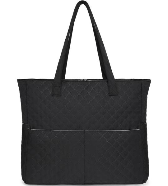 Grote strandtas voor dames, schoudertas, handtas, waterdicht, zanddicht met ritssluiting, voor zwembad, fitnessstudio, reizen, met zak voor natte spullen., zwart