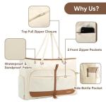 Vinstatin Grote strandtas voor dames, lichte veelzijdige shopper met ritssluiting, waterdichte zwemtas, draagtas, saunatas, tote bag voor strand, reizen, familie, wit