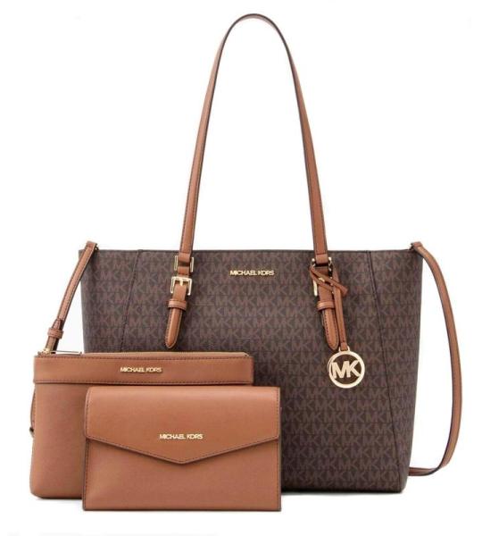 Charlotte Grote 3-in-1 Tote Crossbody Handtas Leer, Bruin, 3 in 1 draagtas