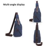 FANDARE Sling Bag met hoofdtelefoonopening voor studenten, party, outdoor, multifunctionele schoudertas voor dames en heren, slijtvast canvas, blauw, Retro