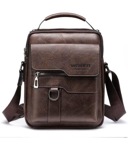 Hjkiopc Schoudertas heren schoudertas crossbody mobiele telefoon tas messenger bag herentas shulder bag lederen borstzak, A-bruin 2, Retro
