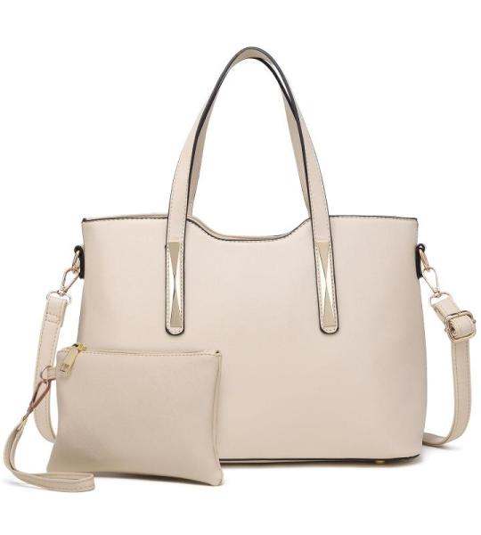 Tote tas voor Vrouwen PU Lederen Handtassen Set Dames Top Handvat Tas Schoudertas Grote Capaciteit, Beige