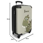NoBoringSuitcases.com Kinderkoffer, handbagage, harde koffer met TSA-slot, jongens en meisjes, trolley, reiskoffer, draagtas, rolkoffer, klein of middelgroot, 29 Vrolijke dinosauru