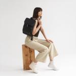 Sydney Premium rugzak van leer, kleine dagrugzak, handtas voor dames, zwart, zwart, Eén maat, Minimalistisch