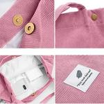 Schoudertas voor dames, grote corduroy tas, handtas, shopper, hengseltas voor universiteit, werk, meisjes, school, bruin, A-roze, 40*35*11