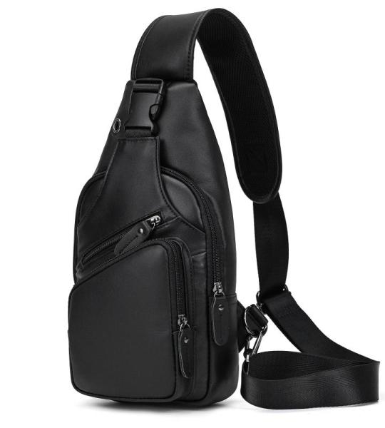 newsbirds Heren echt lederen borsttas schoudertas sport outdoor schoudertas wandelrugzak, zwart (9455), Retro