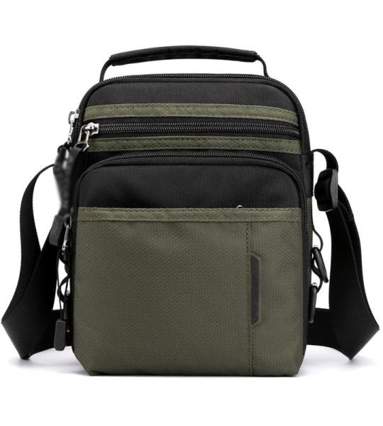 CHDWEY Umhängetaschen für Herren Modische Mehrtasche Nylon Umhängetasche Männer wasserdichte Patchwork Reißverschluss Weiche Crossbody Tasche Vielseitige Reisen Schwarze Handt