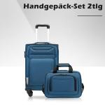 COOLIFE Koffer trolley koffer reiskoffer met 4 wielen stoffen koffer handbagage TSA-slot de koffer bevat 1 grote schoudertas, blauw + zilver., Softbox van Oxford-stof