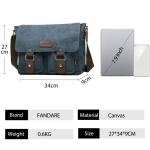 FANDARE Canvas Messenger Bag Schoudertas 7,9 inch iPad Tas Schoudertas Unisex Canvas Tas Werktas voor Mannen en Vrouwen, Heren/Dames Reizen Schoudertas