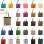 - T253 - Ital. Handtas met binnenzak van leer, Jeansblauw-metallic, Medium