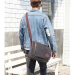FANDARE Retro schoudertas canvas laptoprugzak voor 14 inch laptop koerierstas heren dames crossbody messenger bag reizen school universiteit werk multifunctionele schooltas