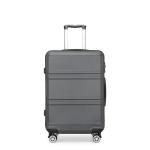 Kono Reiskoffer, trolley met harde schaal, handbagage, dubbele wielen, lichtgewicht, ABS-kunststof, met cijferslot, 55 cm, grijs