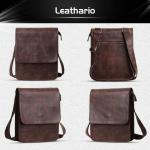 Leathario Leren schoudertas voor heren, messgerbag, leren tas voor business, retro