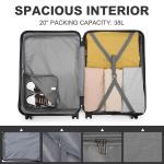 Kono Reiskoffer, trolley met harde schaal, handbagage, dubbele wielen, lichtgewicht, ABS-kunststof, met cijferslot, 55 cm, grijs