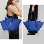 Handtas Tote Bag kunstleer grote capaciteit shopper tas schoudertas grote hengseltas shopping bag met twee meerval haren draagtas voor winkelen zwart, A2-blauw, 56