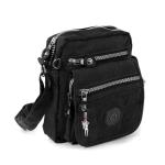 imppac DrachenLeder OTJ215S Schoudertas voor dames en heren, zwart nylon, 15 x 8 x 18 cm