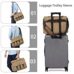 VASCHY Schoudertassen voor dames en heren, vintage, waterafstotend, gewaxt canvas, voor 14, 15,6, 17 inch, laptop, aktetas, schoudertas, laptoptas met gevoerde schouderriem