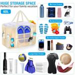 Grote strandtas van mesh voor dames, draagbaar, XXL familie, strandtas voor dames, opvouwbaar en herbruikbaar, grote nettas voor het strand, voor zand, zwemmen, reizen, winkelen, B