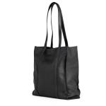Premium Shopper Kira, grote leren schoudertas, tote bag voor dames, zwart, zwart, 33,5 x 30 x 10 cm