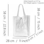 Modamoda T163 Shopper, tas, van leer, groot, met binnenvak, Large