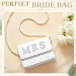 Mrs Clutch voor dating portemonnee voor de bruid met glinsterende diamanten, leren bruiloftsbruid, cadeau voor vrijgezellenfeest, afstudeercocktails, verloving avond, Wit
