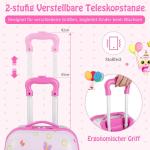 DREAMADE 2-delige kinderkoffer & rugzak, kinderkofferset, kindertrolley, handbagage, reisbagage, harde koffer voor kinderen, Roze uil, kinderkoffer set