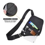 Borsttas, anti-diefstal slingbag, crossbody schoudertas voor heren en dames, klein, voor outdoor, reizen, wandelen, joggen, Zwart-2.0, Medium