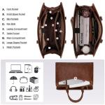 Laptoptassen voor dames 15,6 inch dameshandtassen, draagtas, grote werktassen, PU-lederen designerschoudertas voor zakelijk gebruik, winkelen en hogeschool, Vintage Bruin, 15.6 inc