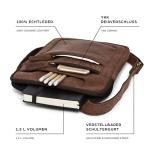 LEABAGS Leren schoudertas voor dames en heren, messenger bag met schouderriem, werktas, draagtas, handtas, echt lederen tas, natuurlijk donkerbruin, Boheems, gedeconstrueerd, minim