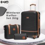 COOLIFE Koffer trolley koffer reiskoffer van ABS harde schaal trolley 4 wielen TSA-slot De koffer bevat 1 reistas en 1 toilettas, zwart/bruin, Koffer Trolley Koffer Reiskoffer van 