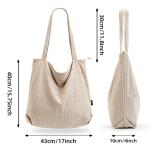 Dikkere corduroy draagtas, extra grote capaciteit, handtassen, schoudertassen met rits, corduroy draagtas voor dames en meisjes, boodschappentas voor werk, school, college en dagel
