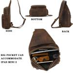 newsbirds Heren echt lederen borsttas schoudertas sport outdoor schoudertas wandelrugzak, 9334 donkerbruin, Retro