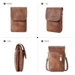 Mobiele telefoon om te hangen, leer, mobiele telefoon-schoudertas voor dames, mobiele telefoon met portemonnee om om te hangen, handtas dames schoudertas voor designer, A-01-bruin,