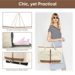 Vinstatin Grote strandtas voor dames, lichte veelzijdige shopper met ritssluiting, waterdichte zwemtas, draagtas, saunatas, tote bag voor strand, reizen, familie, wit