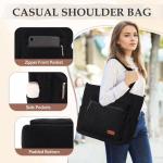 Corduroy draagtas, grote schoudertas voor dames, lichtgewicht casual crossbody handtas met rits voor werk, reizen, winkelen, Zwart
