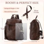 Anti-Diefstal Rugzak Voor Vrouwen Mode PU Lederen Rugzak Portemonnee Met Afneembare Schouderriem Vintage Handtas, Koffie