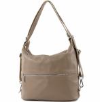 - T189 - ital. Dames rugzak tas 2-in-1 leer, taupe, Medium