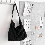 X SIM FITNESSX Unisex corduroy tas schoudertas grote dames shopper tas fashion stoffen tas voor dagelijks gebruik / kantoor / school / reizen, zwart, Retro