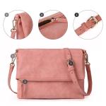 Schoudertas voor dames, schoudertas met ritssluiting, crossbody tas, leren handtas, klein, dagrugzak, koraalrood, Minimalistisch
