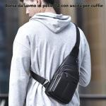 Tas Heren Schouderriem Rugzak Enkele Schouder Heren Lederen Schoudertas Heren Kleine Waterdichte Schoudertas Kleine Crossbody Bag, Zwart 1, retro