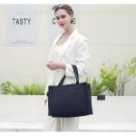 Canvas Tote Bag, Grote Schouder Hobo Bags Crossbody Bag Travel Tote Handtas alles tas met brede riem, Zwart, L
