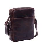 Dublin Schoudertas van premium leer, kleine handtas/schouderriem, voor heren en dames, handgemaakte schoudertas, bruin (kastanje), Small