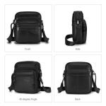 Elegant Klein Heren Leren schoudertas Ipad Messenger Business-tas Crossbody-tas Sling-reistas Handtas Kindle-tablethoes voor vluchtreizen Zwart