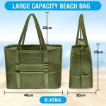 Grote strandtas van mesh voor dames, draagbaar, XXL familie, strandtas voor dames, opvouwbaar en herbruikbaar, grote nettas voor het strand, voor zand, zwemmen, reizen, winkelen, G