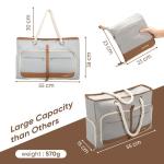 Vinstatin Grote strandtas voor dames, lichte, veelzijdige shopper met ritssluiting, waterdichte zwemtas, draagtas, saunatas, draagtas voor strand, reizen, familie, grijs