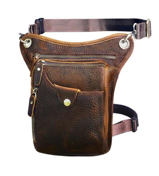 Waterdichte motortas dik leer heren ontwerp casual koffie klassieke schoudertas reizen heuptas heuptas heuptas (kleur3)