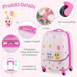 DREAMADE 2-delige kinderkoffer & rugzak, kinderkofferset, kindertrolley, handbagage, reisbagage, harde koffer voor kinderen, Roze uil, kinderkoffer set
