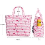 Grote strandtas voor dames, schoudertas, handtas, waterdicht, zanddicht met ritssluiting, voor zwembad, fitnessstudio, reizen, met zak voor natte spullen., roze flamingo