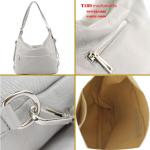 - T189 - ital. Dames rugzak tas 2-in-1 leer, Tent grijs, Medium
